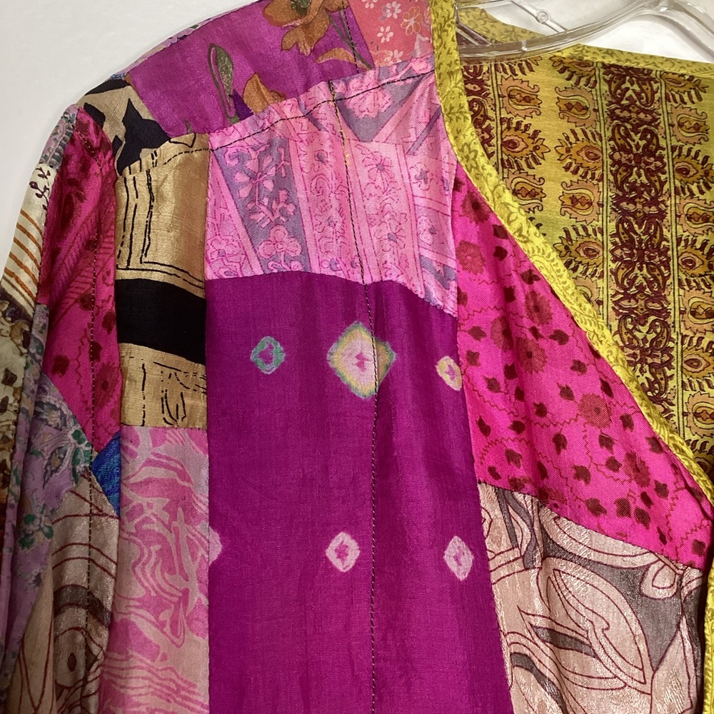 Patchwork Silk Reversible Jacket Lg - image 8